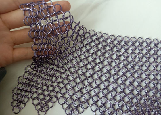 O roxo soldou Ring Mesh Curtain Anticorrosion de aço inoxidável 2.2kg/M2