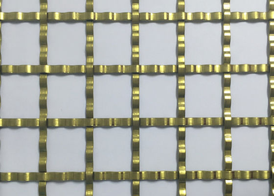 ISO9000 furo quadrado Mesh Golden Crimped Metal Cabinet Mesh Antifire
