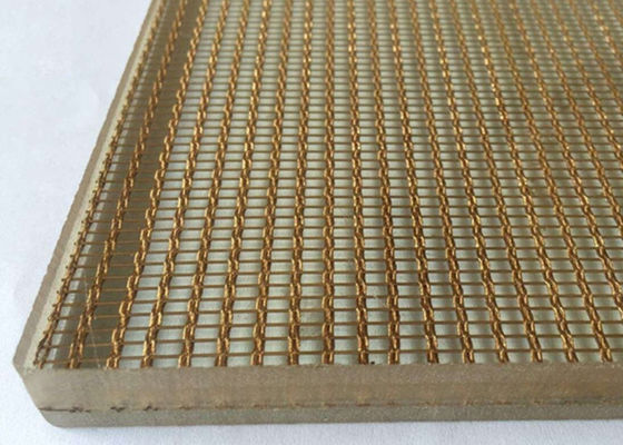 bronze da cor de Mesh Laminated Glass Decorative Gold do fio de 1.5mm