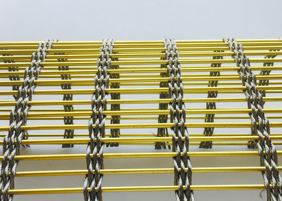 Separação decorativa 7mm Mesh Gold Color Metal arquitetónico de aço inoxidável