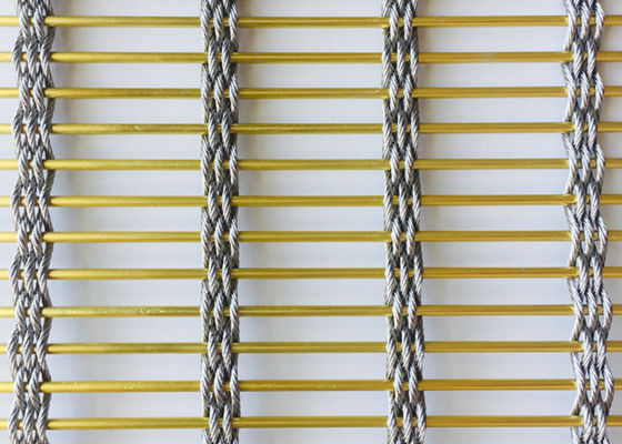 Separação decorativa 7mm Mesh Gold Color Metal arquitetónico de aço inoxidável