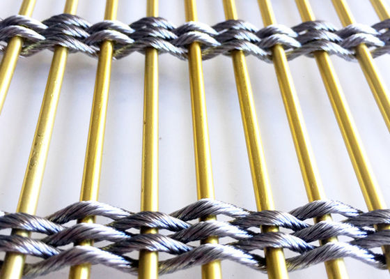 Separação decorativa 7mm Mesh Gold Color Metal arquitetónico de aço inoxidável
