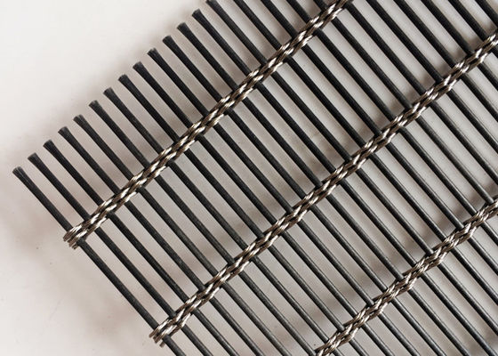 Fachada de construção preta Mesh Cable Metal arquitetónico de aço inoxidável 120m x 6m