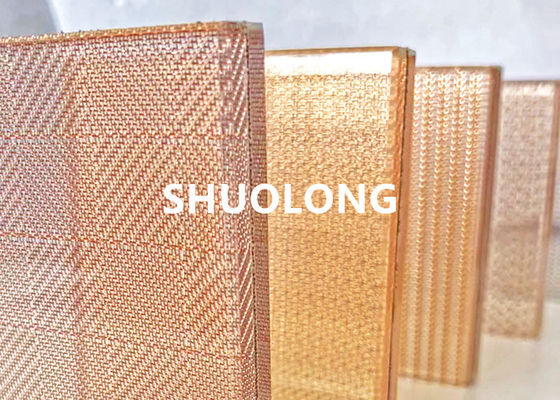 Tela laminada de vidro de bronze de Mesh Copper Flexible Woven Metal do fio para decorativo