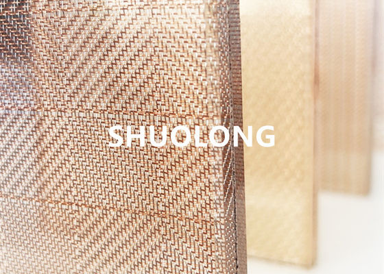 Tela laminada de vidro de bronze de Mesh Copper Flexible Woven Metal do fio para decorativo