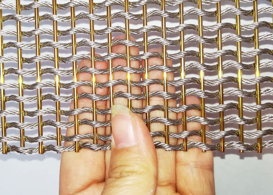 Metal de aço inoxidável flexível Mesh Fabric For Room Divider da cor do ouro