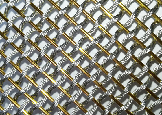 Metal de aço inoxidável flexível Mesh Fabric For Room Divider da cor do ouro