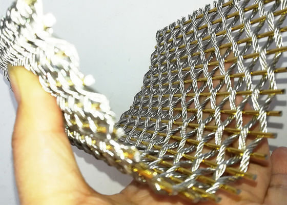 Metal de aço inoxidável flexível Mesh Fabric For Room Divider da cor do ouro