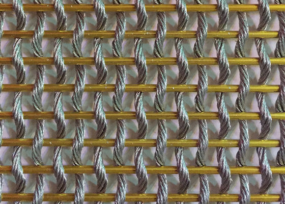 Metal de aço inoxidável flexível Mesh Fabric For Room Divider da cor do ouro