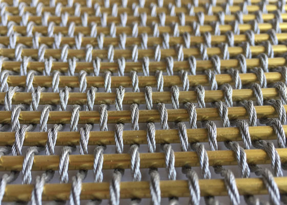Divisor tecido flexível de Mesh Fabric Oxidation For Room do metal da cor do ouro