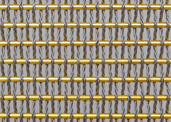 Divisor tecido flexível de Mesh Fabric Oxidation For Room do metal da cor do ouro