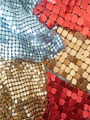 Tela de malha metálica de cadeia de papelão de prata sequins SGS Tecido de tecido simples