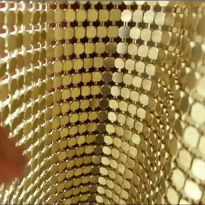 Alumínio de liga cintilante Metallic Sequin Chain Link Tecido Para Cortina Tecido de malha de metal