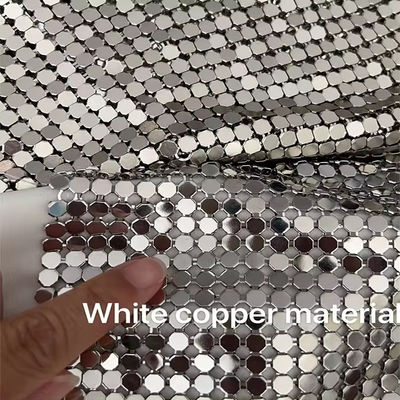 Alumínio de liga cintilante Metallic Sequin Chain Link Tecido Para Cortina Tecido de malha de metal
