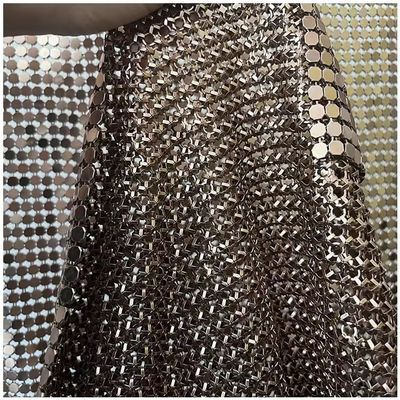 Alumínio de liga cintilante Metallic Sequin Chain Link Tecido Para Cortina Tecido de malha de metal