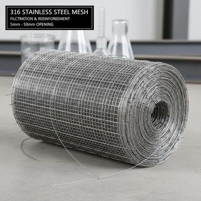 Painel de malha arquitetônica de aço inoxidável grau 316 com tamanho de abertura de 5 mm a 50 mm para filtração e reforço de alta resistência