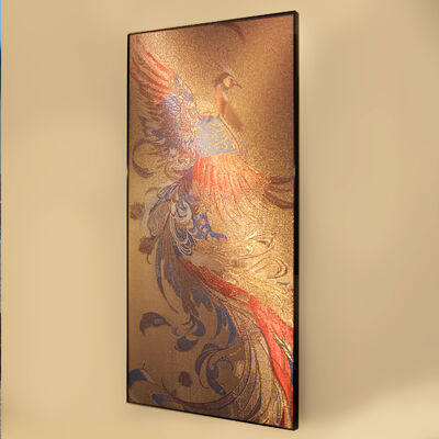 Muralha artística de malha metálica - Decoração de interiores personalizada Phoenix