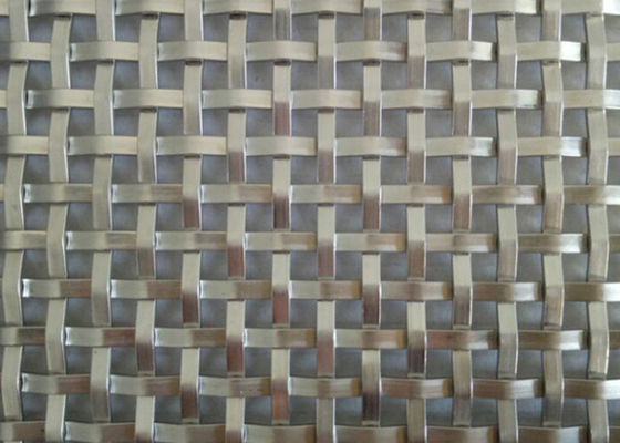 Rede de arame tecida Flatwire de aço inoxidável de Mesh Screen For Architectural Woven do metal da cor natural