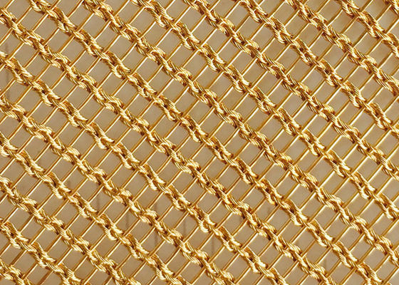 Rede de arame de vidro laminada de bronze PVD Mesh Fabric de cobre tecido metal de 1.5mm 4m