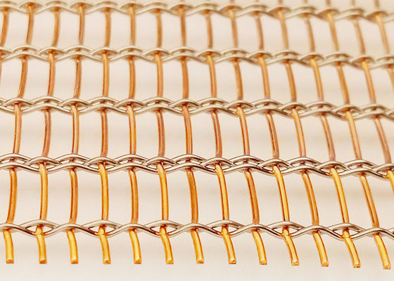 Revestimento laminado vidro de Mesh Eco Woven Copper Wall do fio de SHUOLONG SS304