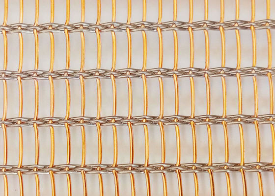 Revestimento laminado vidro de Mesh Eco Woven Copper Wall do fio de SHUOLONG SS304