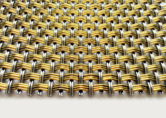 Rede de arame tecida decorativa frisada de bronze interior ISO9001 4m 8m