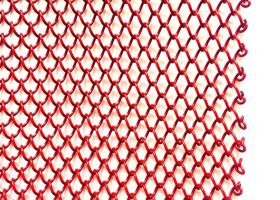 Aço vermelho Mesh Curtain 2.4kg/M2 de 1mm Dia Metal Coil Drapery Stainless