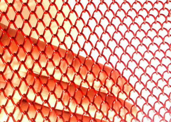 Aço vermelho Mesh Curtain 2.4kg/M2 de 1mm Dia Metal Coil Drapery Stainless