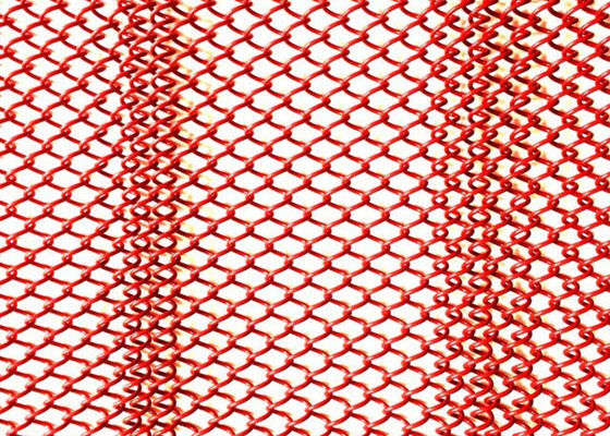 Aço vermelho Mesh Curtain 2.4kg/M2 de 1mm Dia Metal Coil Drapery Stainless