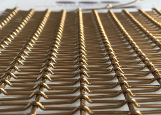Cobertas de parede de aço de bronze antigas de Mesh Fabric 6mm PVD do metal SS316 flexível