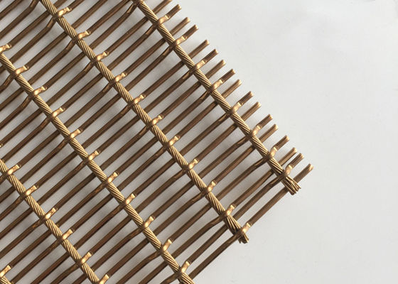 Cobertas de parede de aço de bronze antigas de Mesh Fabric 6mm PVD do metal SS316 flexível
