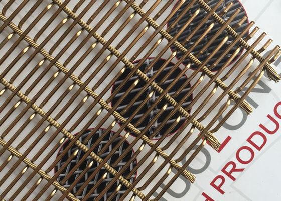Cobertas de parede de aço de bronze antigas de Mesh Fabric 6mm PVD do metal SS316 flexível