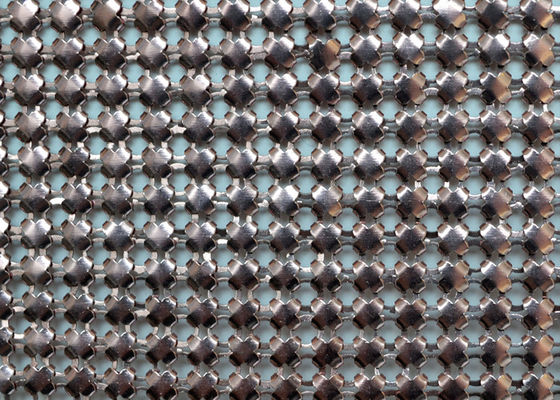 Planície material de Mesh Curtain Silver Sequin Cloth do metal do GV Chainmail tecida