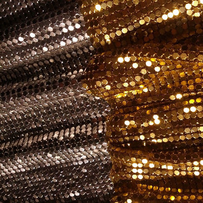 Vestuário de revestimento decorativo de metal de alumínio, sequins, resistente ao óleo, de malha metálica