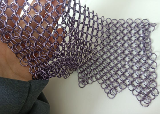 O roxo soldou Ring Mesh Curtain Anticorrosion de aço inoxidável 2.2kg/M2