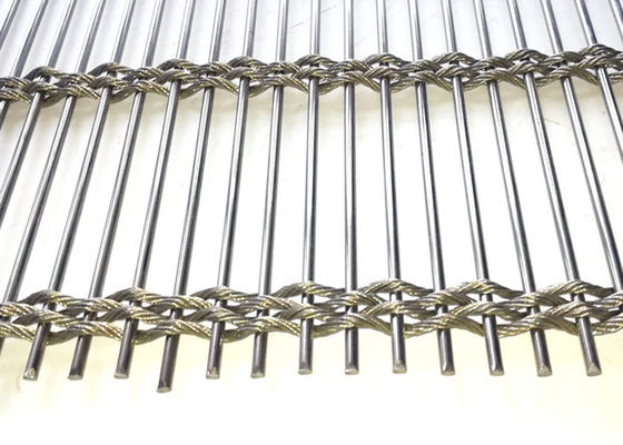 Corda de fio Rod Woven Soft 63% Mesh For Facade Cladding arquitetónico de aço inoxidável