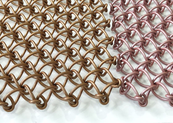 Fio tecido decorativo de aço inoxidável Mesh Screen Rigid Anti Impact do metal 1.5mm de Pvd