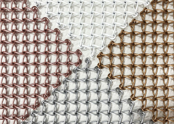 Fio tecido decorativo de aço inoxidável Mesh Screen Rigid Anti Impact do metal 1.5mm de Pvd