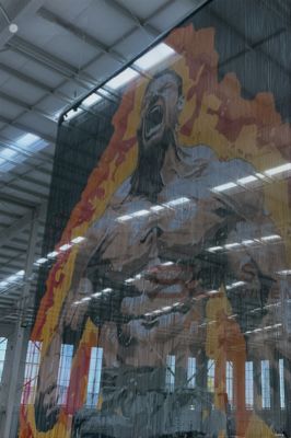 Medidas 90x210cm Chain Link Wire Mesh Curtain Tamanho para barreiras de segurança comerciais