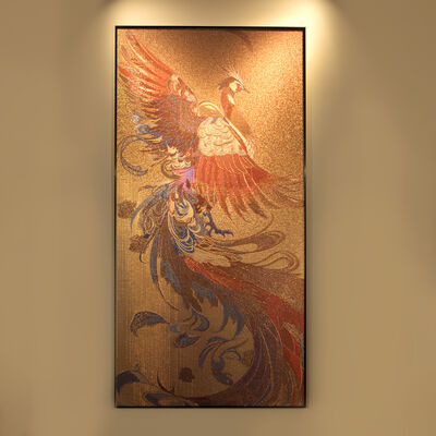Muralha artística de malha metálica - Decoração de interiores personalizada Phoenix