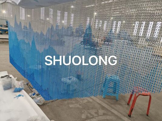Medidas 90x210cm Chain Link Wire Mesh Curtain Tamanho para barreiras de segurança comerciais